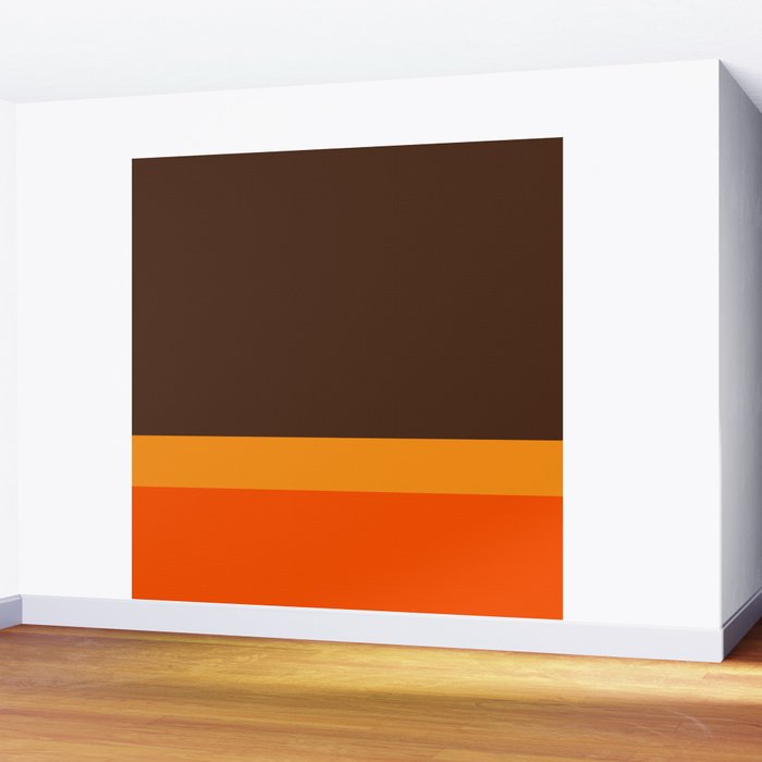 Minimal 70s Color Block in Dark Brown and Orange Tones Wall Mural Gallery Image 2