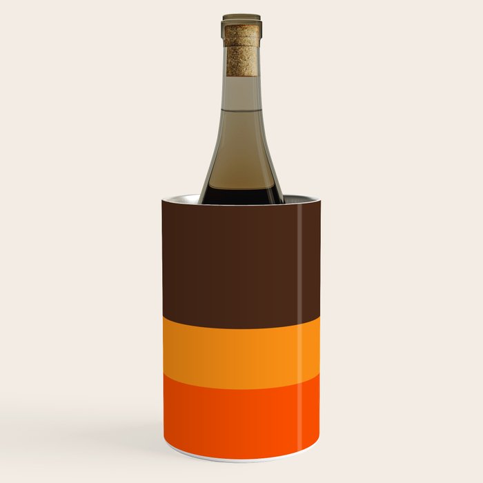 Minimal 70s Color Block in Dark Brown and Orange Tones Wine Chiller Gallery Image 3