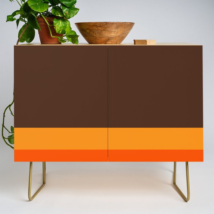 Minimal 70s Color Block in Dark Brown and Orange Tones Credenza Gallery Image 1