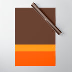 Minimal 70s Color Block in Dark Brown and Orange Tones Wrapping Paper Gallery Image 1