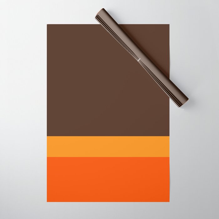 Minimal 70s Color Block in Dark Brown and Orange Tones Wrapping Paper Gallery Image 1