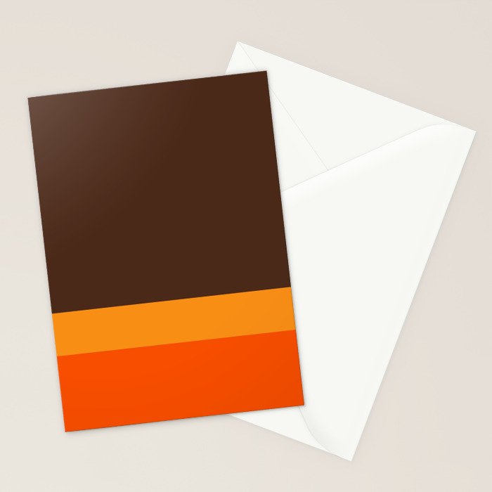Minimal 70s Color Block in Dark Brown and Orange Tones Stationery Card Gallery Image 2