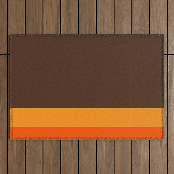 Minimal 70s Color Block in Dark Brown and Orange Tones Outdoor Rug Gallery Image 1