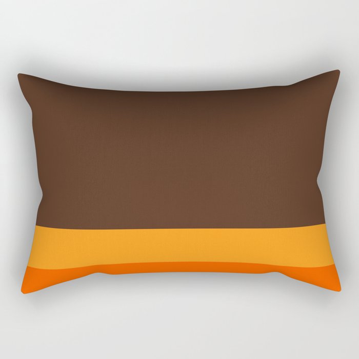 Minimal 70s Color Block in Dark Brown and Orange Tones Rectangular Pillow Gallery Image 1