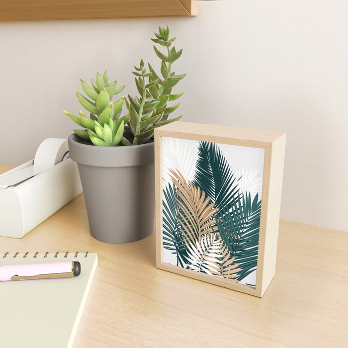 Gold and Green Palm Leaves Mini Art Print Gallery Image 2