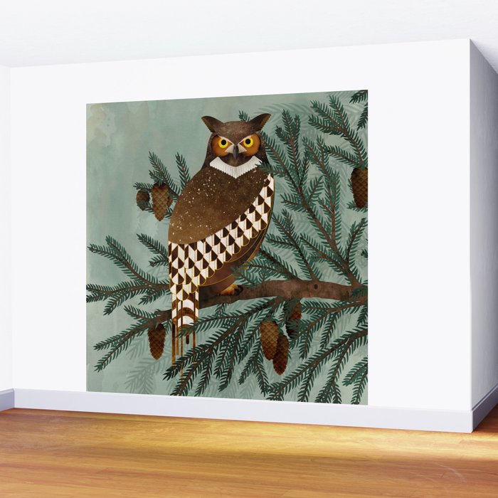 Horned Owl in the Pines Wall Mural Gallery Image 2