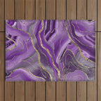 Purple Gray Agate Gold Glitter Glam #1 (Faux Glitter) #marble #decor #art #society6 Outdoor Rug Gallery Image 1