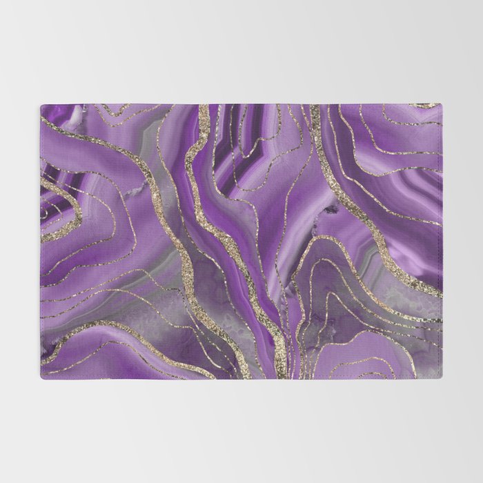 Purple Gray Agate Gold Glitter Glam #1 (Faux Glitter) #marble #decor #art #society6 Rug Gallery Image 2