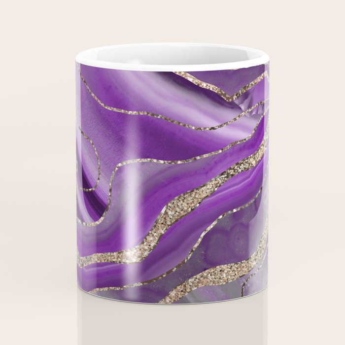 Purple Gray Agate Gold Glitter Glam #1 (Faux Glitter) #marble #decor #art #society6 Coffee Mug Gallery Image 4