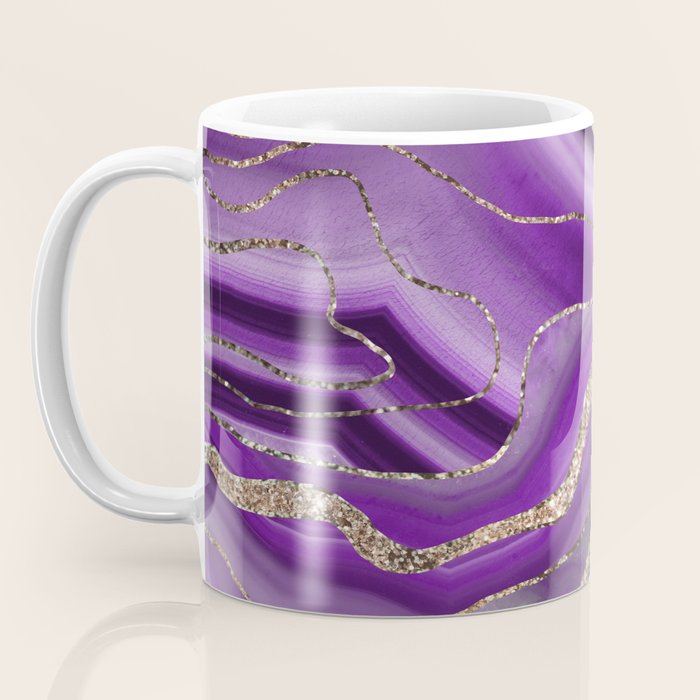 Purple Gray Agate Gold Glitter Glam #1 (Faux Glitter) #marble #decor #art #society6 Coffee Mug Gallery Image 3