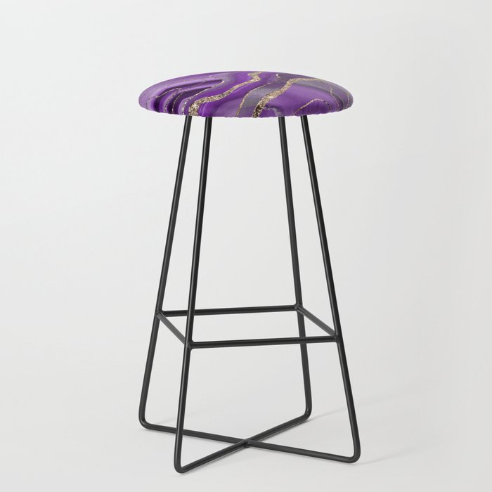 Purple Gray Agate Gold Glitter Glam #1 (Faux Glitter) #marble #decor #art #society6 Stool Gallery Image 1