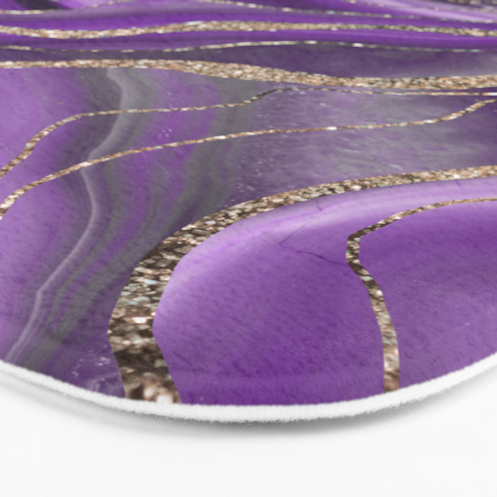 Purple Gray Agate Gold Glitter Glam #1 (Faux Glitter) #marble #decor #art #society6 Bath Mat Gallery Image 3