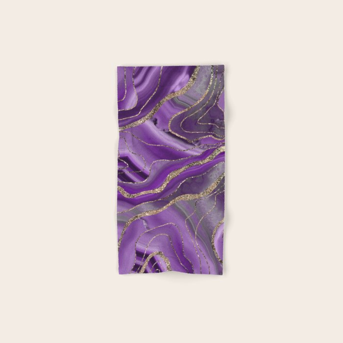 Purple Gray Agate Gold Glitter Glam #1 (Faux Glitter) #marble #decor #art #society6 Bath Towel Gallery Image 1