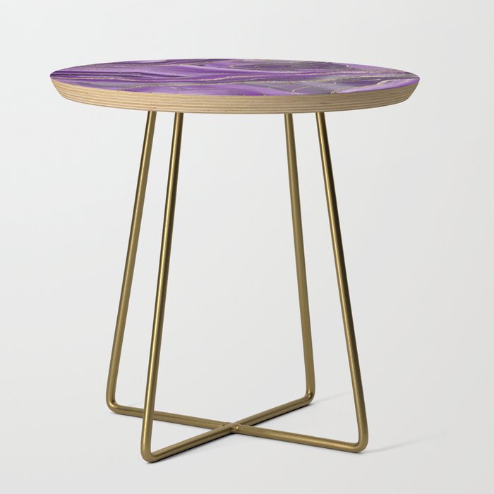 Purple Gray Agate Gold Glitter Glam #1 (Faux Glitter) #marble #decor #art #society6 Side Table Gallery Image 1