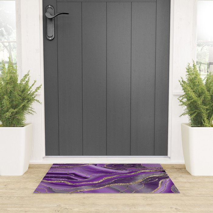 Purple Gray Agate Gold Glitter Glam #1 (Faux Glitter) #marble #decor #art #society6 Welcome Mat Gallery Image 3
