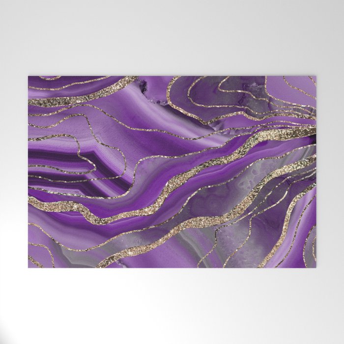 Purple Gray Agate Gold Glitter Glam #1 (Faux Glitter) #marble #decor #art #society6 Welcome Mat Gallery Image 1