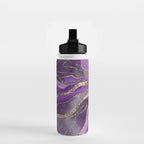 Purple Gray Agate Gold Glitter Glam #1 (Faux Glitter) #marble #decor #art #society6 Water Bottle Gallery Image 2