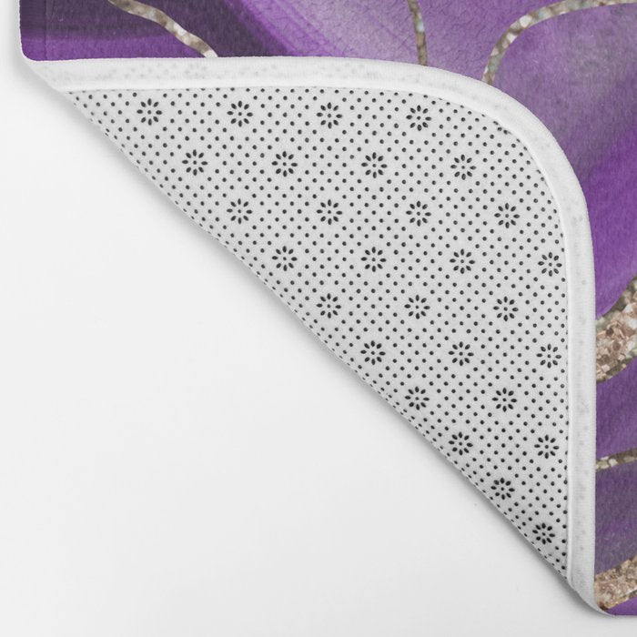 Purple Gray Agate Gold Glitter Glam #1 (Faux Glitter) #marble #decor #art #society6 Bath Mat Gallery Image 2