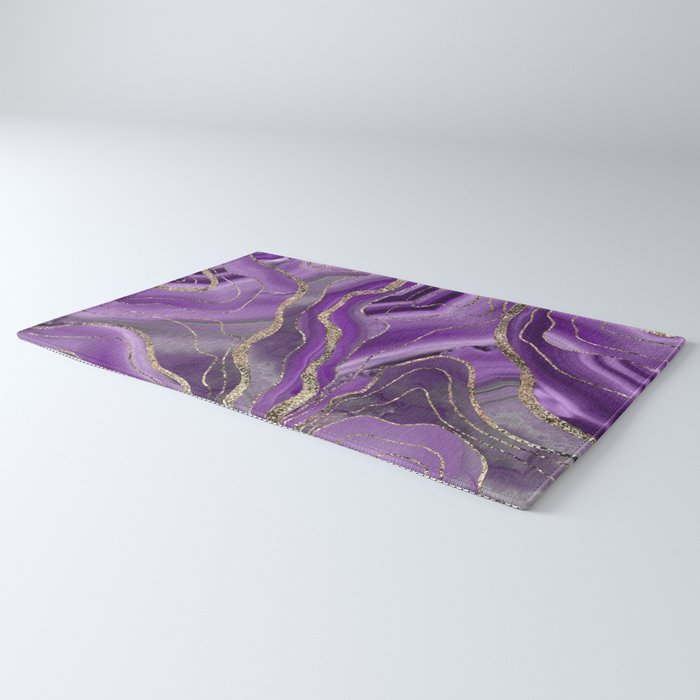 Purple Gray Agate Gold Glitter Glam #1 (Faux Glitter) #marble #decor #art #society6 Rug Gallery Image 3
