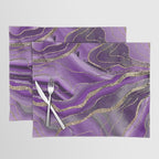 Purple Gray Agate Gold Glitter Glam #1 (Faux Glitter) #marble #decor #art #society6 Placemat Gallery Image 1