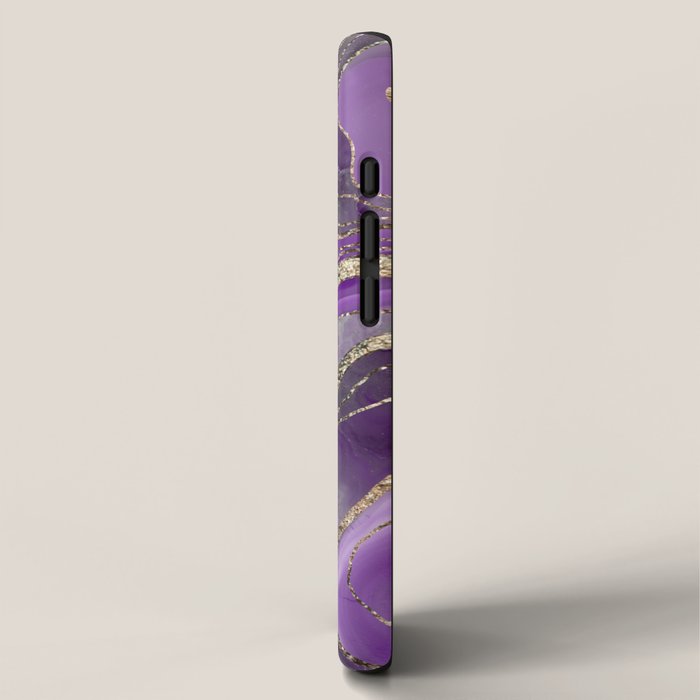 Purple Gray Agate Gold Glitter Glam #1 (Faux Glitter) #marble #decor #art #society6 iPhone Case Gallery Image 2
