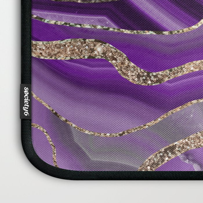 Purple Gray Agate Gold Glitter Glam #1 (Faux Glitter) #marble #decor #art #society6 Laptop Sleeve Gallery Image 3