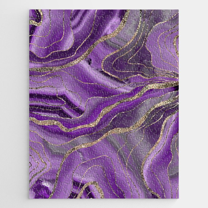 Purple Gray Agate Gold Glitter Glam #1 (Faux Glitter) #marble #decor #art #society6 Jigsaw Puzzle Gallery Image 1