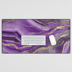 Purple Gray Agate Gold Glitter Glam #1 (Faux Glitter) #marble #decor #art #society6 Desk Mat Gallery Image 1