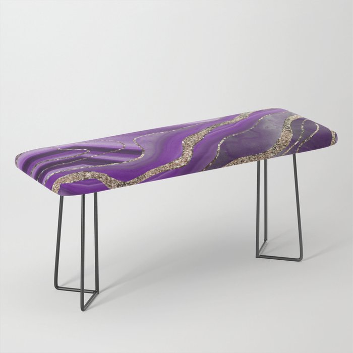Purple Gray Agate Gold Glitter Glam #1 (Faux Glitter) #marble #decor #art #society6 Bench Gallery Image 1