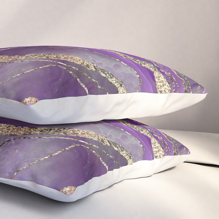 Purple Gray Agate Gold Glitter Glam #1 (Faux Glitter) #marble #decor #art #society6 Pillow Sham Gallery Image 3