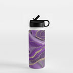 Purple Gray Agate Gold Glitter Glam #1 (Faux Glitter) #marble #decor #art #society6 Water Bottle Gallery Image 1