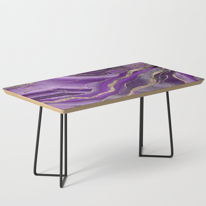 Purple Gray Agate Gold Glitter Glam #1 (Faux Glitter) #marble #decor #art #society6 Coffee Table Gallery Image 1
