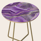 Purple Gray Agate Gold Glitter Glam #1 (Faux Glitter) #marble #decor #art #society6 Side Table Gallery Image 2