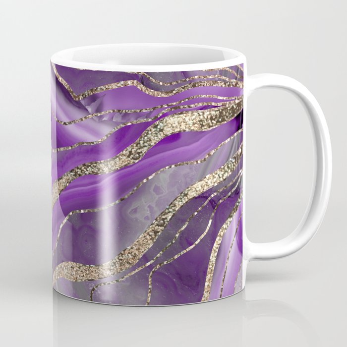 Purple Gray Agate Gold Glitter Glam #1 (Faux Glitter) #marble #decor #art #society6 Coffee Mug Gallery Image 1