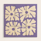 Mid-Century Flowers in Blue & White Wood Wall Art Gallery Image 1