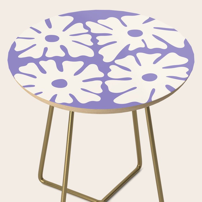 Mid-Century Flowers in Blue & White Side Table Gallery Image 2