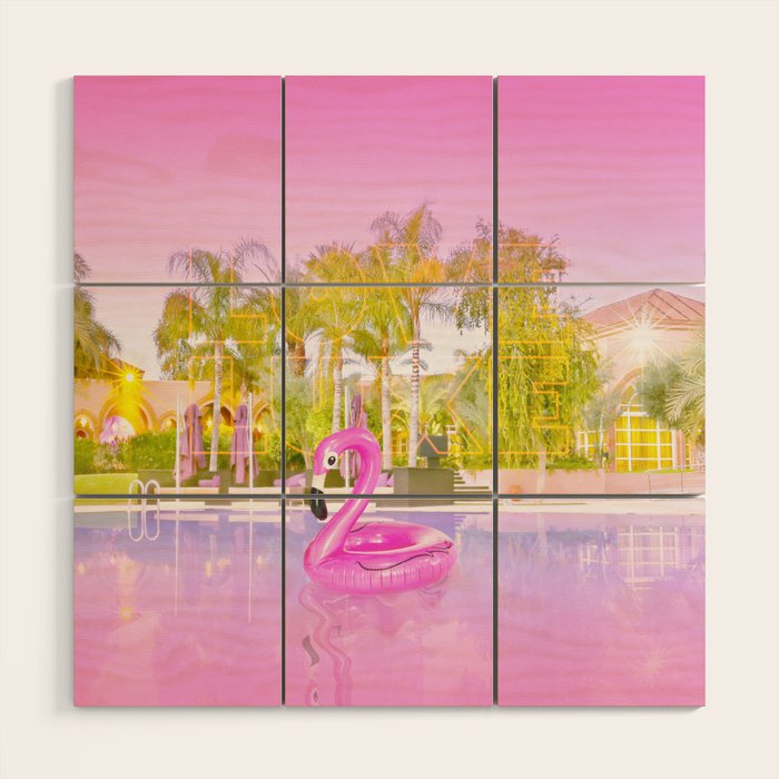 Pink Flamingo Wood Wall Art Gallery Image 1