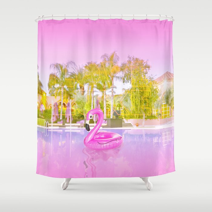 Pink Flamingo Shower Curtain Gallery Image 1