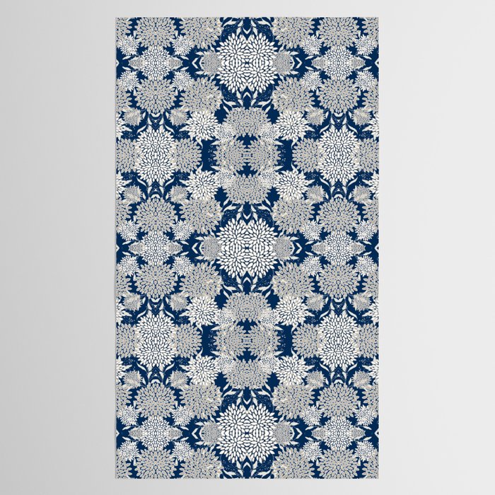 Leaves and Blooms, Blue and Gray Tablecloth Gallery Image 2