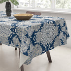Leaves and Blooms, Blue and Gray Tablecloth Gallery Image 3