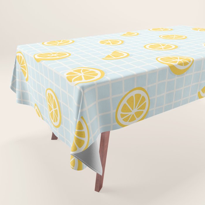 Vintage lemon fruit slice pattern Tablecloth Gallery Image 1
