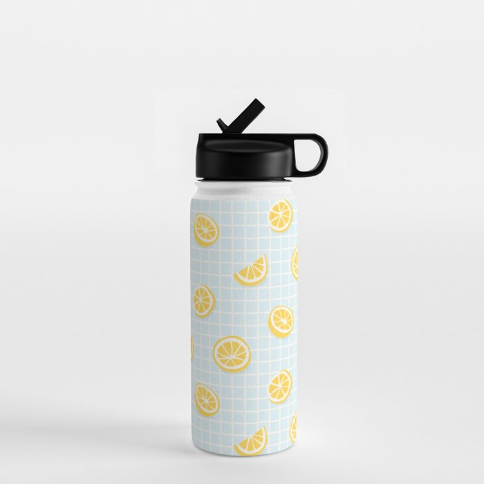 Vintage lemon fruit slice pattern Water Bottle Gallery Image 1