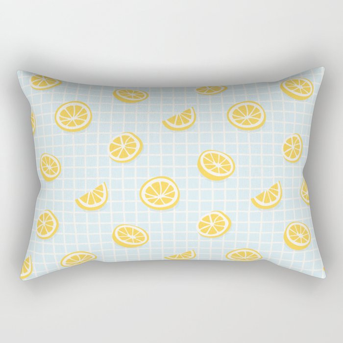 Vintage lemon fruit slice pattern Rectangular Pillow Gallery Image 1