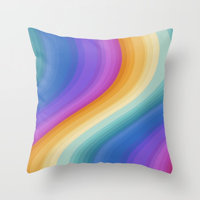 Wavy Stripes XVI - Ombre Rainbow Throw Pillow Gallery Image 1