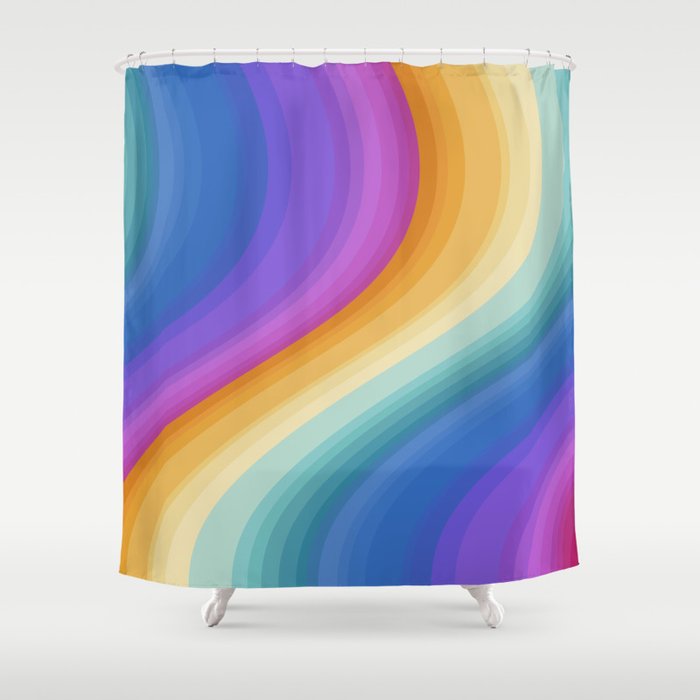 Wavy Stripes XVI - Ombre Rainbow Shower Curtain Gallery Image 1