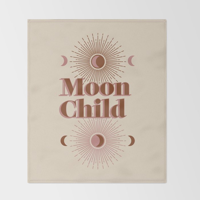 Vintage Moon Child Throw Blanket Gallery Image 2