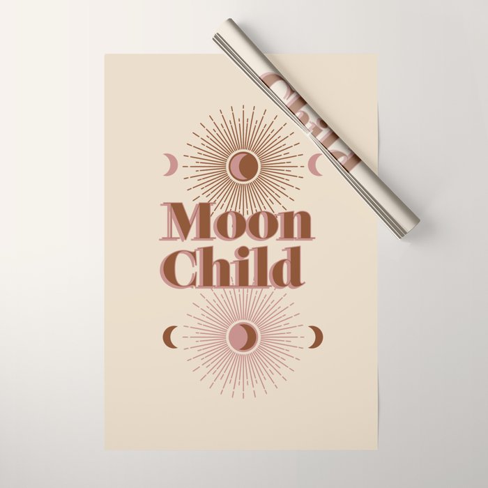 Vintage Moon Child Wrapping Paper Gallery Image 1