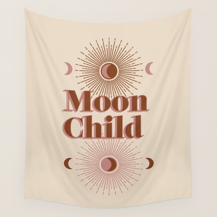 Vintage Moon Child Wall Tapestry Gallery Image 1