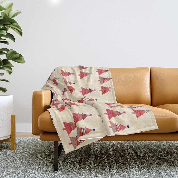 Three Christmas Trees Throw Blanket Gallery Image 1