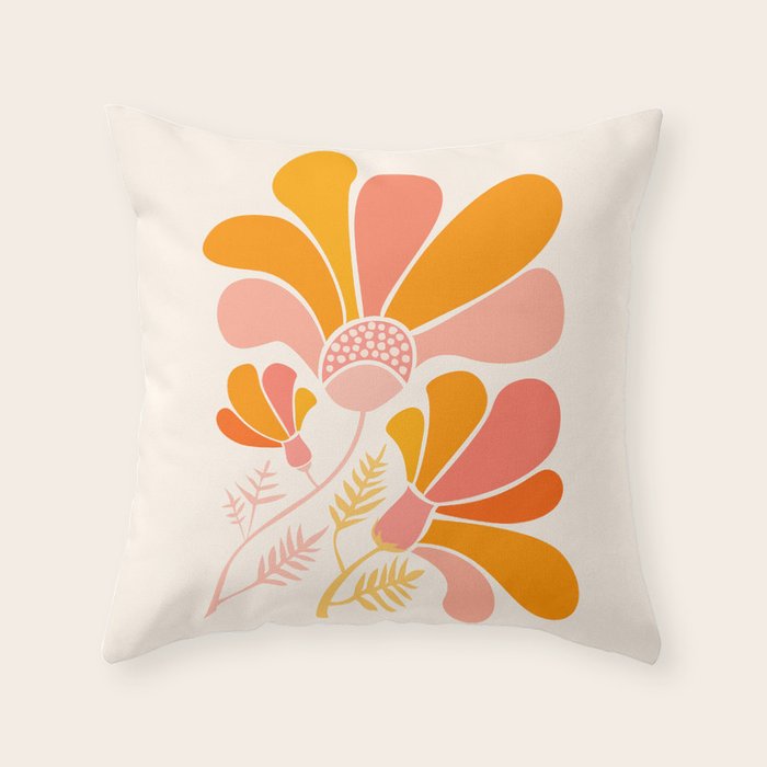 Floral Disco Party - 70s Style Wildflowers Throw Pillow Gallery Image 6